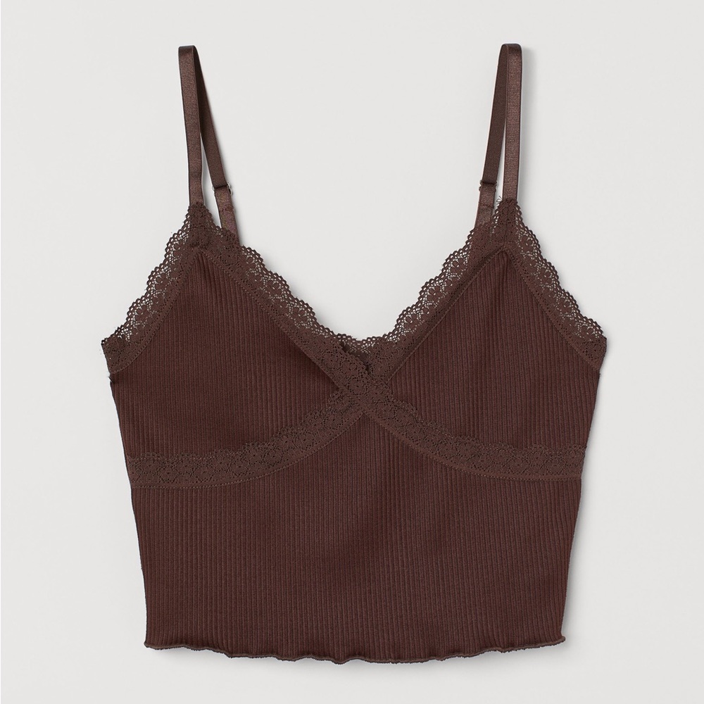 H&M ribbed lace crop top